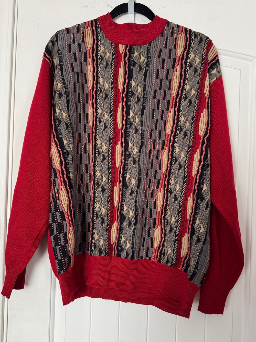 Vintage INSERCH red men pattern knit blend long sleeve size XL